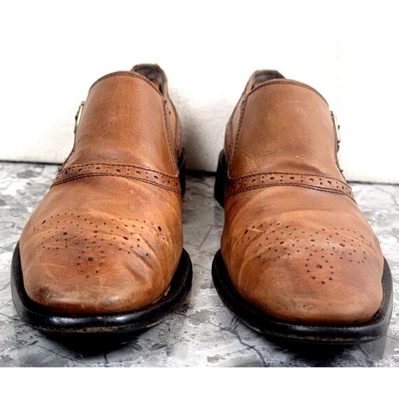 Donald J Pliner Gerwyn Monk Strap Leather Shoes Brown 8.5 main image 6